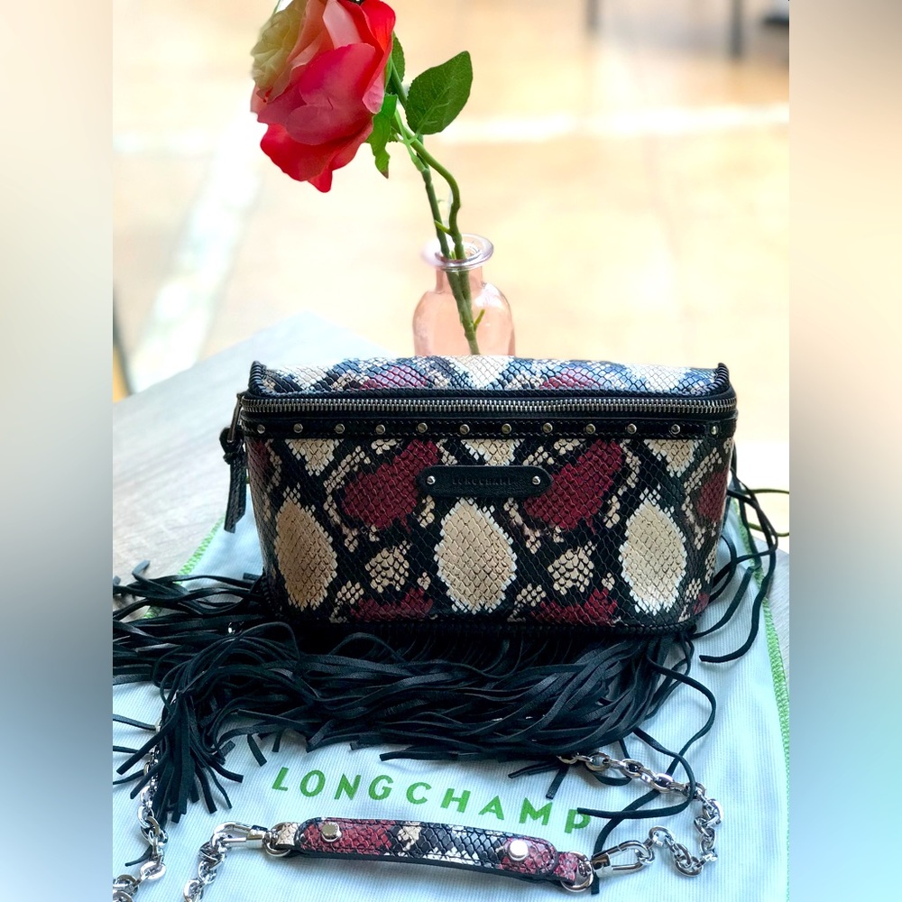 💝SOLD 🥰Authentic Longchamp New Amazone snake skin crossbody or belt bag.
